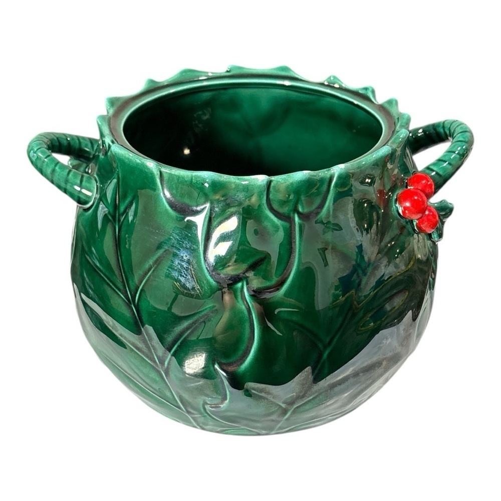 Vintage Lefton Ceramic Holly Berry Jar No Lid Planter